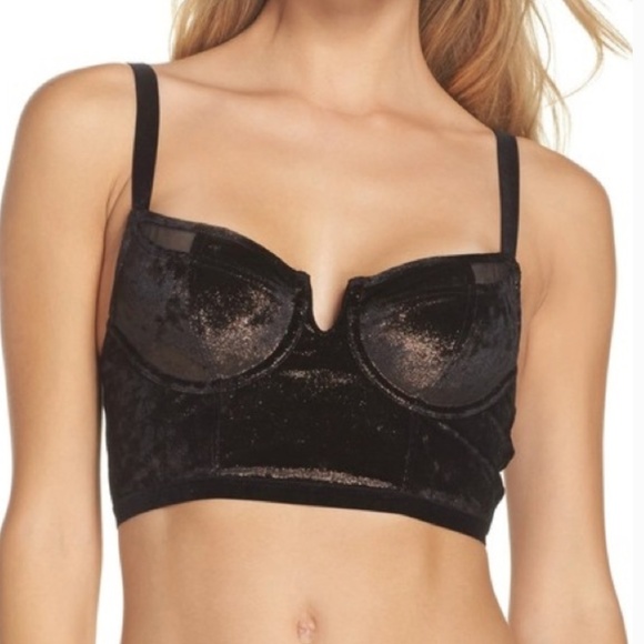 Free People Other - Free People Black/Gold Camille Underwire Bra